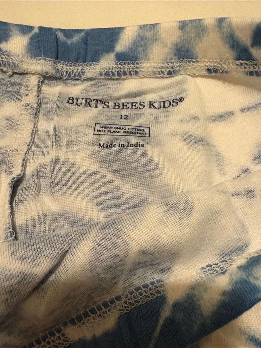 Burt's Bees Blue and White Tie-Dye Kids Pajama Set